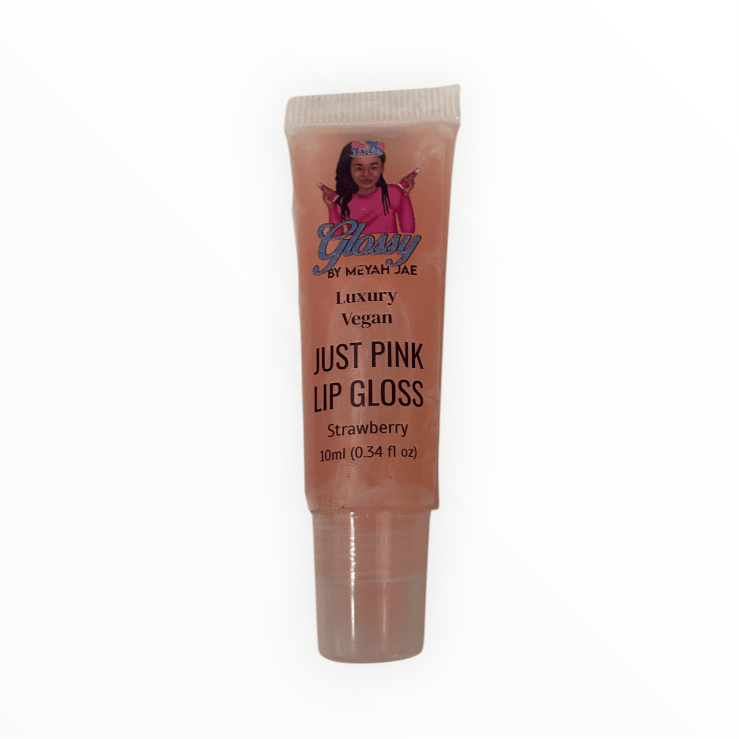 Glossy By Meyah Jae "Just Pink" Luxury Vegan Lip Gloss – Strawberry Flavored: My Store