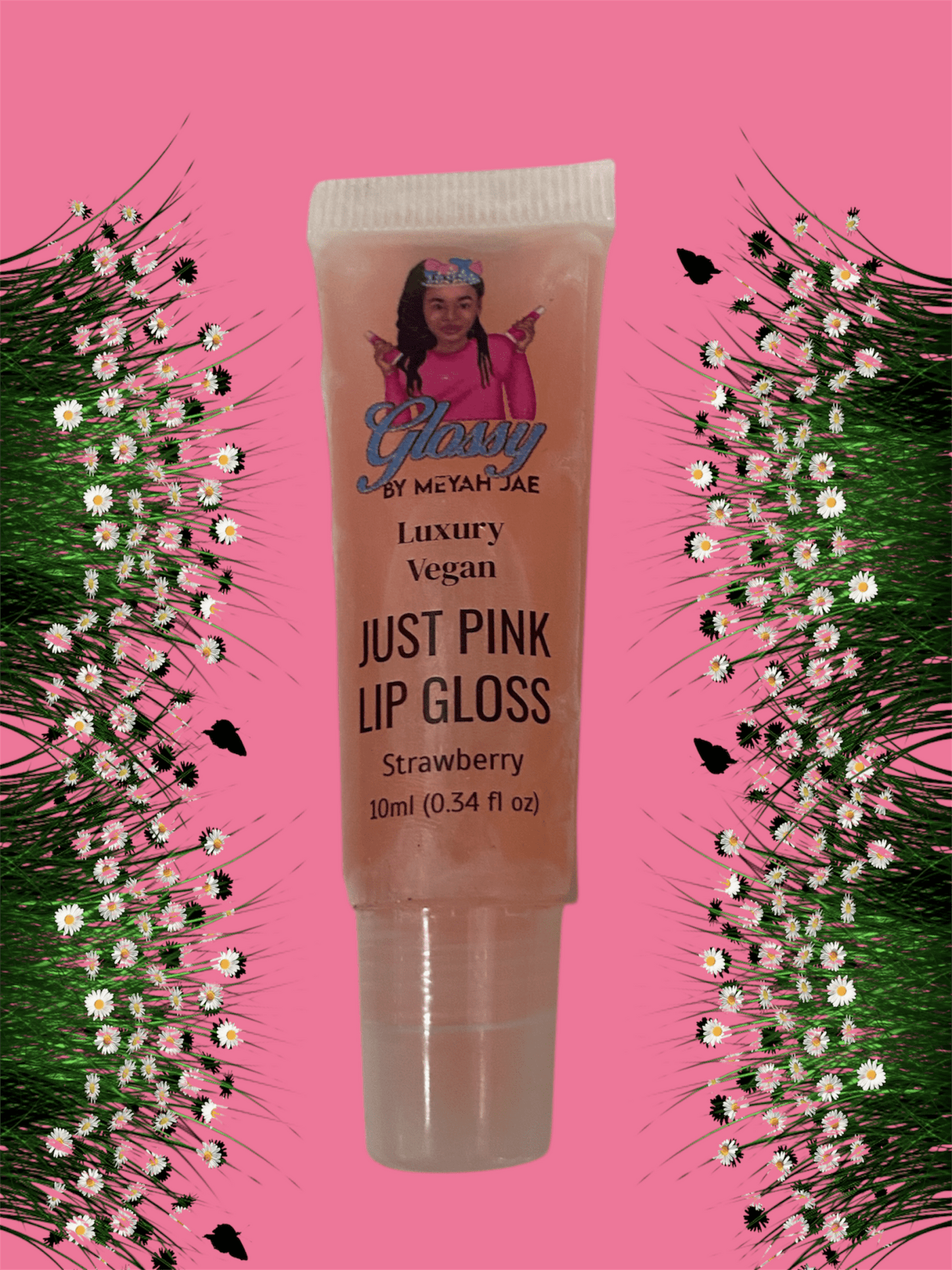 Glossy By Meyah Jae "Just Pink" Luxury Vegan Lip Gloss – Strawberry Flavored: My Store