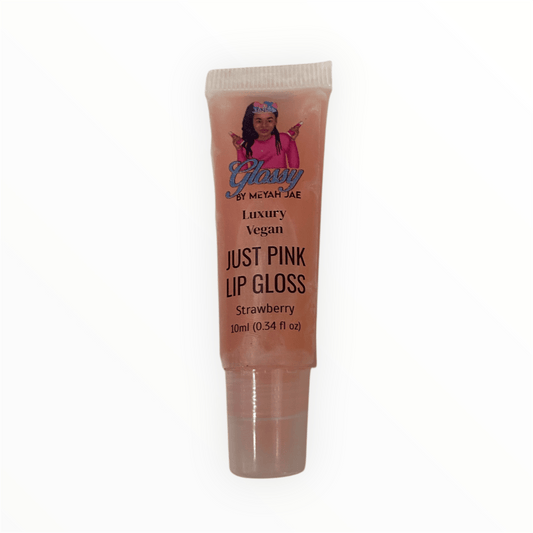 Glossy By Meyah Jae "Just Pink" Luxury Vegan Lip Gloss – Strawberry Flavored: My Store